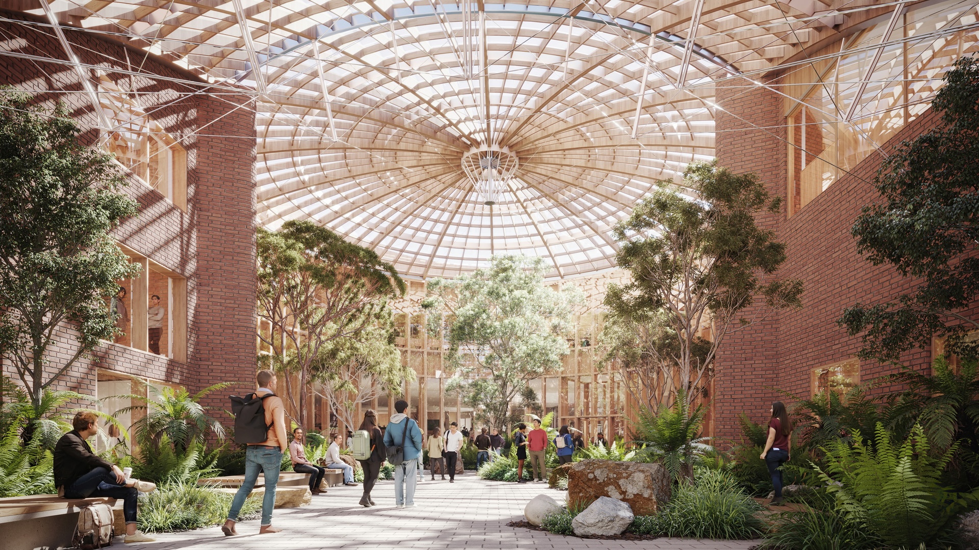 Timber-domed atrium — feature structural engineering